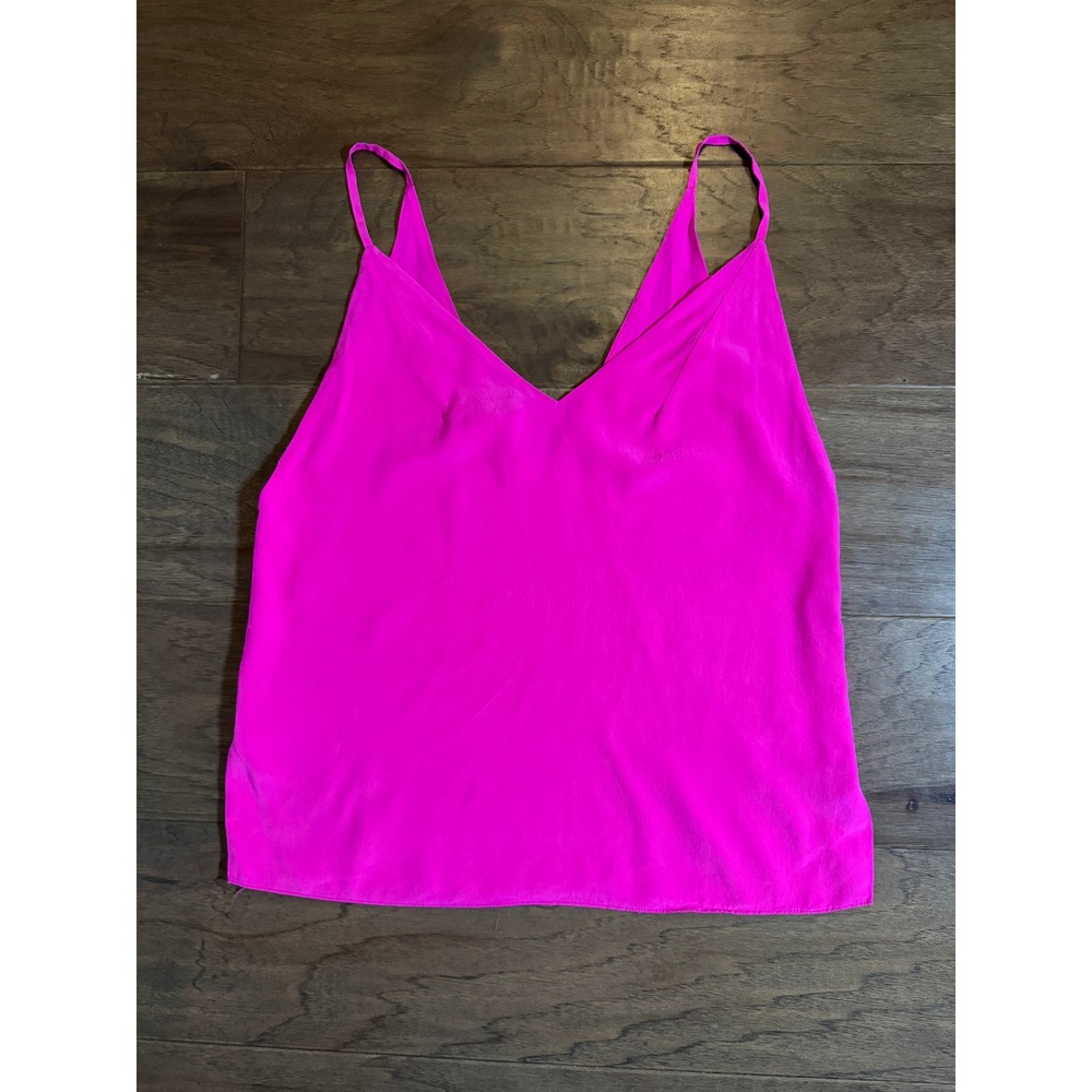 Amanda Uprichard Hot Pink 100% Silk V-Neck Cami Tank Top Small Made in USA